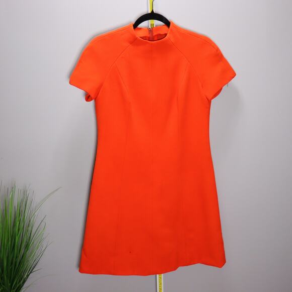 Vintage Neiman Marcus Wool Dress & Coat Set Orange Mod XS–S - Picture 3 of 8